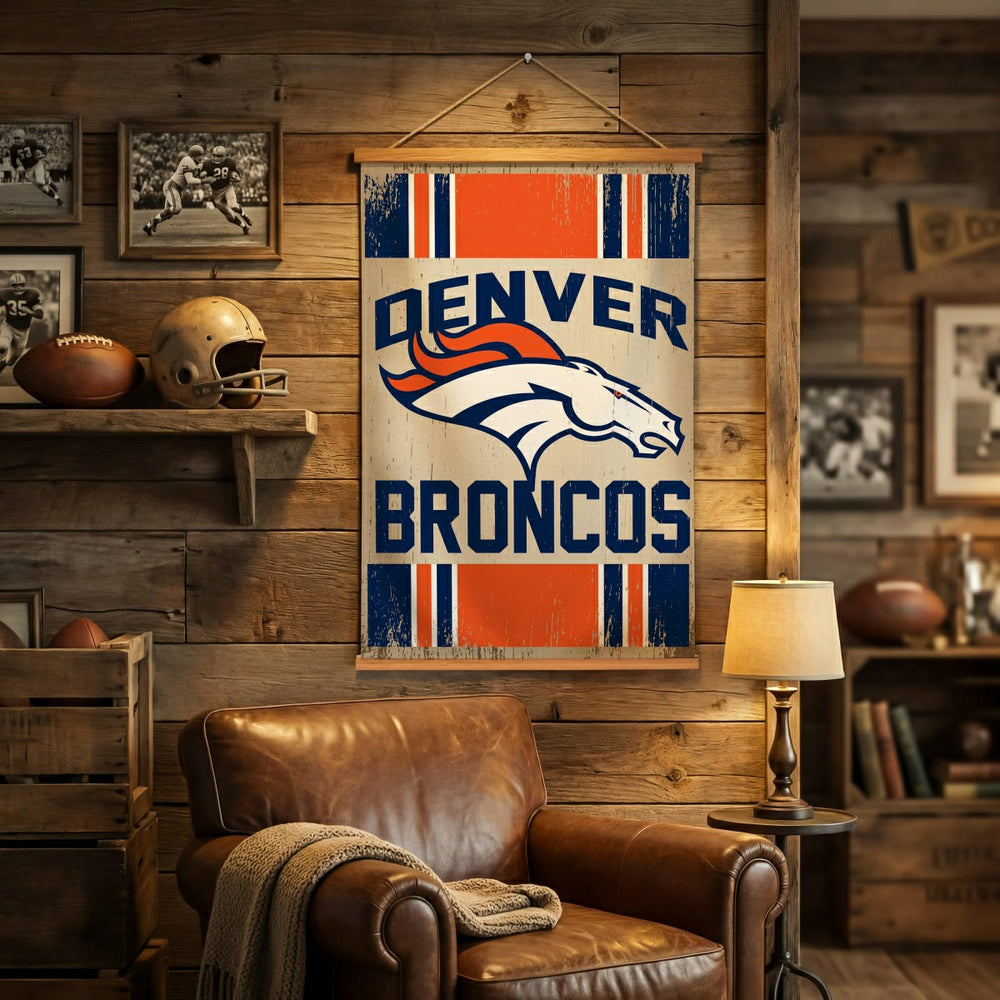 Denver Broncos, Canvas Wall Tapestry, Medium, 36x24 - NFL Home