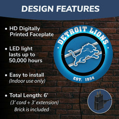 Detroit Lions, Metal Lite, Round - NFL
