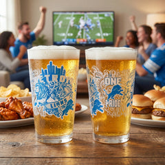 Detroit Lions 16oz Glass pint, Set of 2 - NFL Home