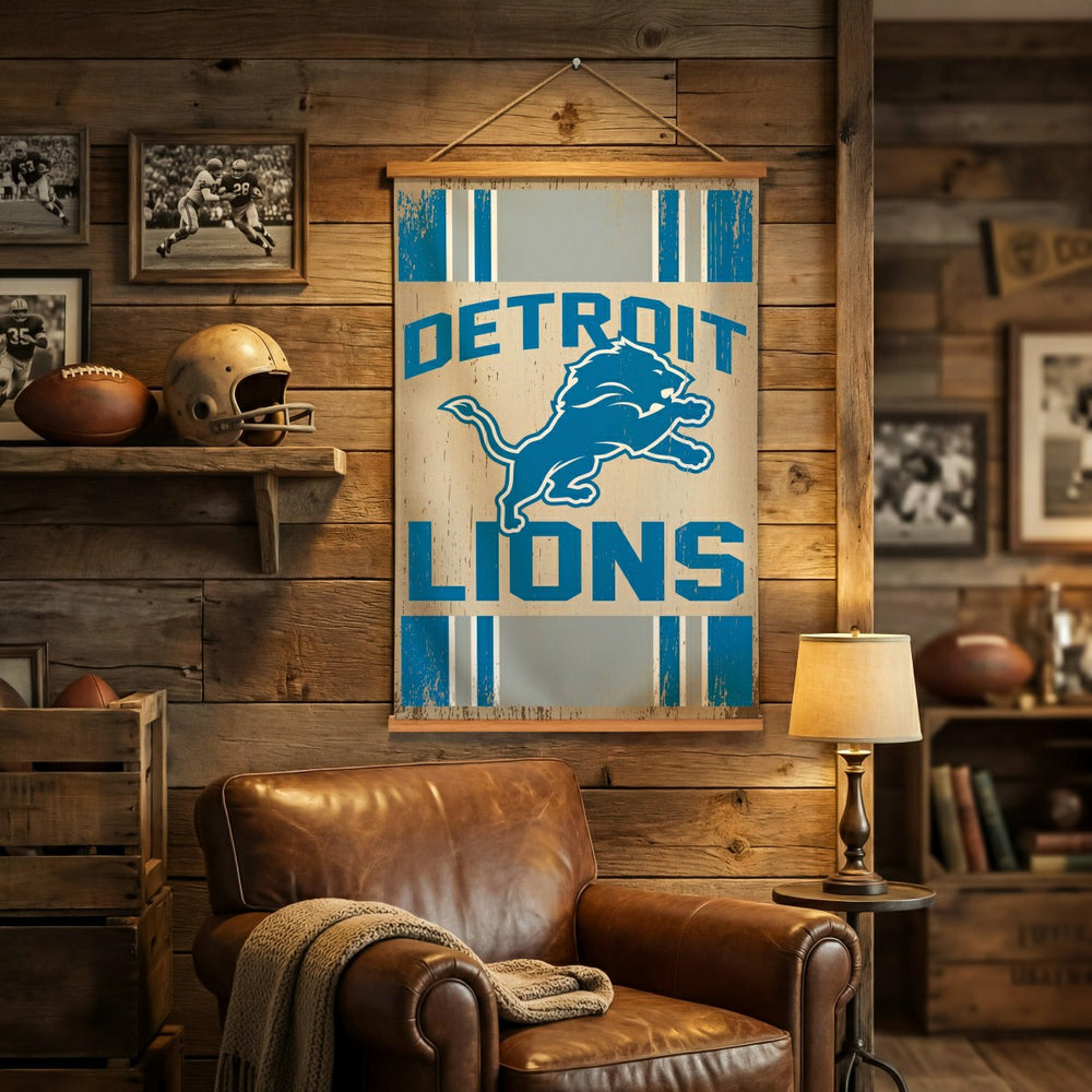 Detroit Lions, Canvas Wall Tapestry, Medium, 36x24 - NFL Home