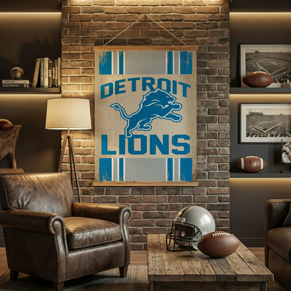 Detroit Lions, Canvas Wall Tapestry, Large, 54x36 - NFL Home