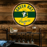 Green Bay Packers NFL Football Large Round Vintage Edgelite LED Decor - NFL Home