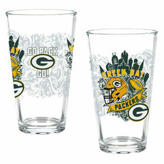 Green Bay Packers 16oz Glass pint, Set of 2 - NFL Home