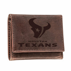 Houston Texans, Tri-Fold Wallet, Brown, CH, 100% Genuine Leather - NFL Home