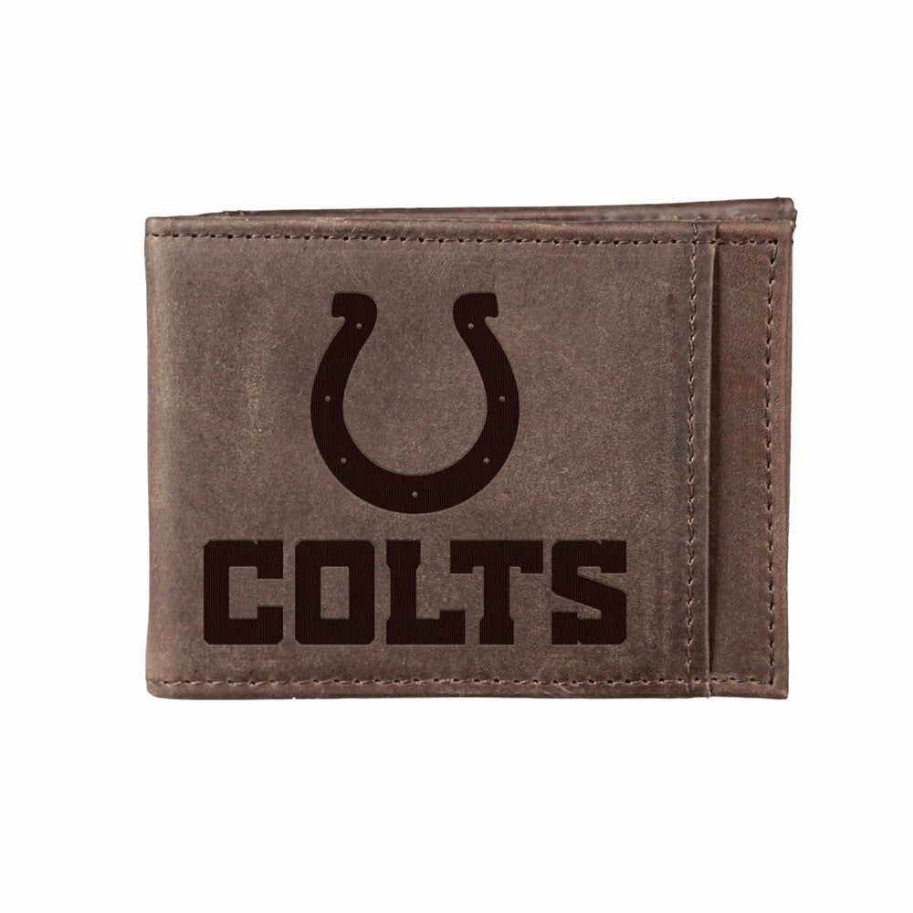 Front Pocket Wallet w/ RFID Blocking, Indianapolis Colts, Brown - NFL Home