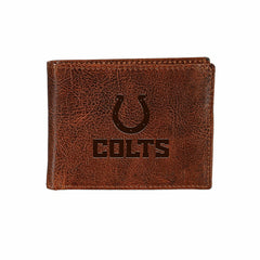 Indianapolis Colts, Embossed 100% Genuine Tumbled Leather Passcase Bi- - NFL Home