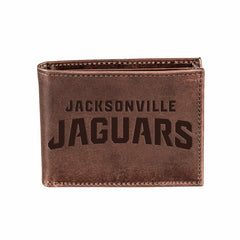 Jacksonville Jaguars, Bi-Fold Wallet, Brown, CH, 100% Genuine Leather - NFL Home