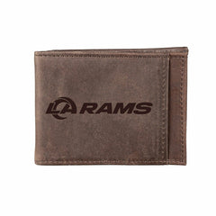 Front Pocket Wallet w/ RFID Blocking, Los Angeles Rams, Brown - NFL Home