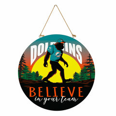 Miami Dolphins Bigfoot Round Door Décor with Hanging Rope, 18x18 - NFL Home
