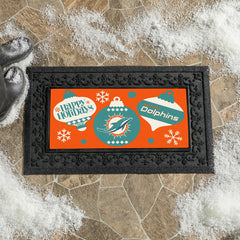 Miami Dolphins Holiday Flocked Coir Sassafras Switch Mat, 22"x10" - NFL