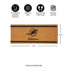 Miami Dolphins Extra Large One Color Coir Mat, 60"x24" - NFL