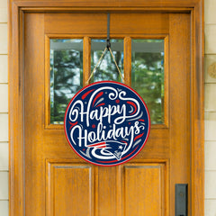 New England Patriots Holiday Round Door Décor with Hanging Rope, 18x18 - NFL Home