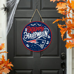 New England Patriots Halloween Round Door Décor with Hanging Rope, 18x - NFL Home