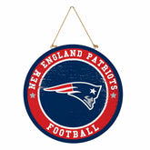 New England Patriots Round Door Décor with Hanging Rope, 18x18 - NFL Home
