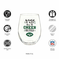 New York Jets, 17oz Boxed Stemless Wine - NFL Home