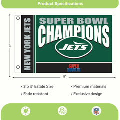 New York Jets Superbowl III Champions Football 3x5 Flag - NFL Home