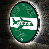 New York Jets NFL Football Large Round Vintage Edgelite LED Decor - NFL Home