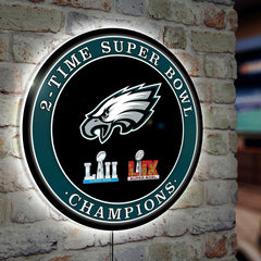 Philadelphia Eagles Multi-Win Superbowl Champions Football Round LED W - NFL