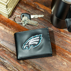 Philadelphia Eagles Black Bi-Fold Embroidered Wallet w/ RFID Blocking - NFL Home