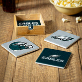 Philadelphia Eagles Ceramic Coasters Set, 4pcs with Wood Caddy - NFL