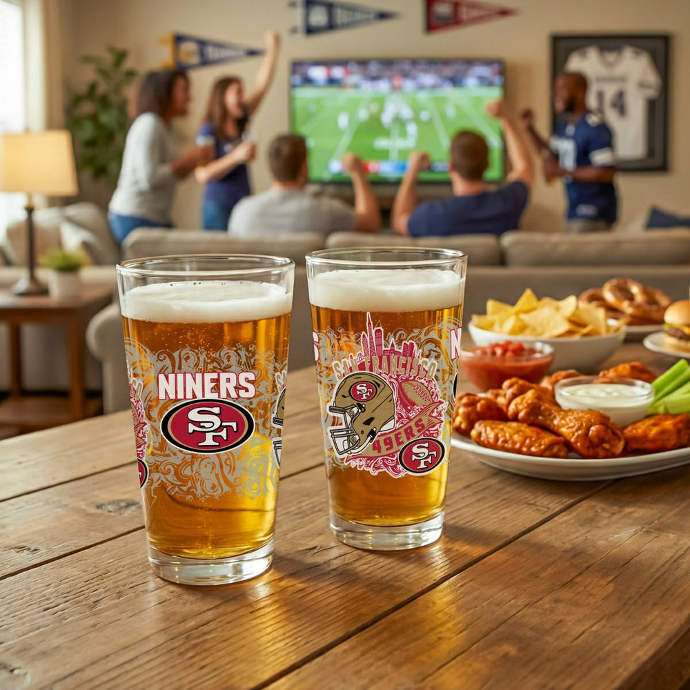 San Francisco 49ers 16oz Glass pint, Set of 2 - NFL Home
