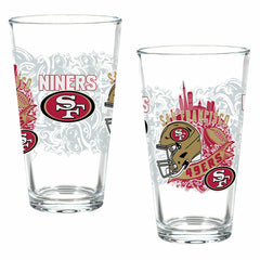 San Francisco 49ers 16oz Glass pint, Set of 2 - NFL Home