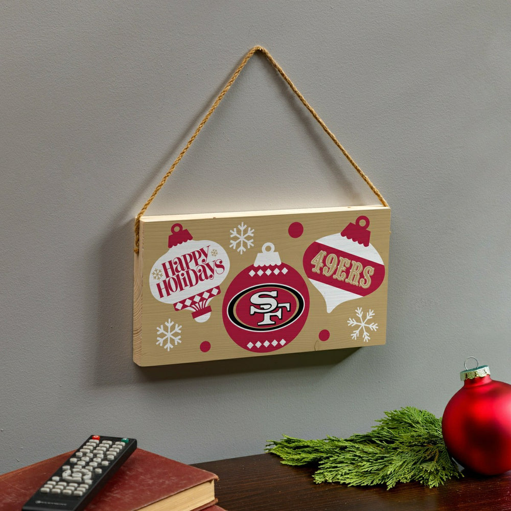 San Francisco 49ers Holiday Wood Wall Sign, 6x11 - NFL Home