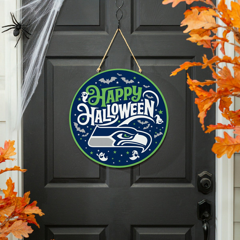 Seattle Seahawks Halloween Round Door Décor with Hanging Rope, 18x18 - NFL Home
