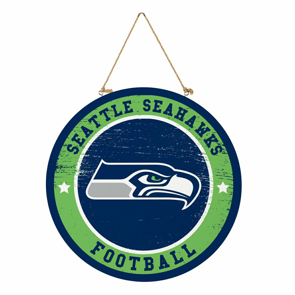 Seattle Seahawks Round Door Décor with Hanging Rope, 18x18 - NFL Home