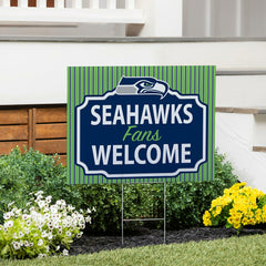 Seattle Seahawks Coroplast Yard Sign, "Fans Welcome" - NFL Home