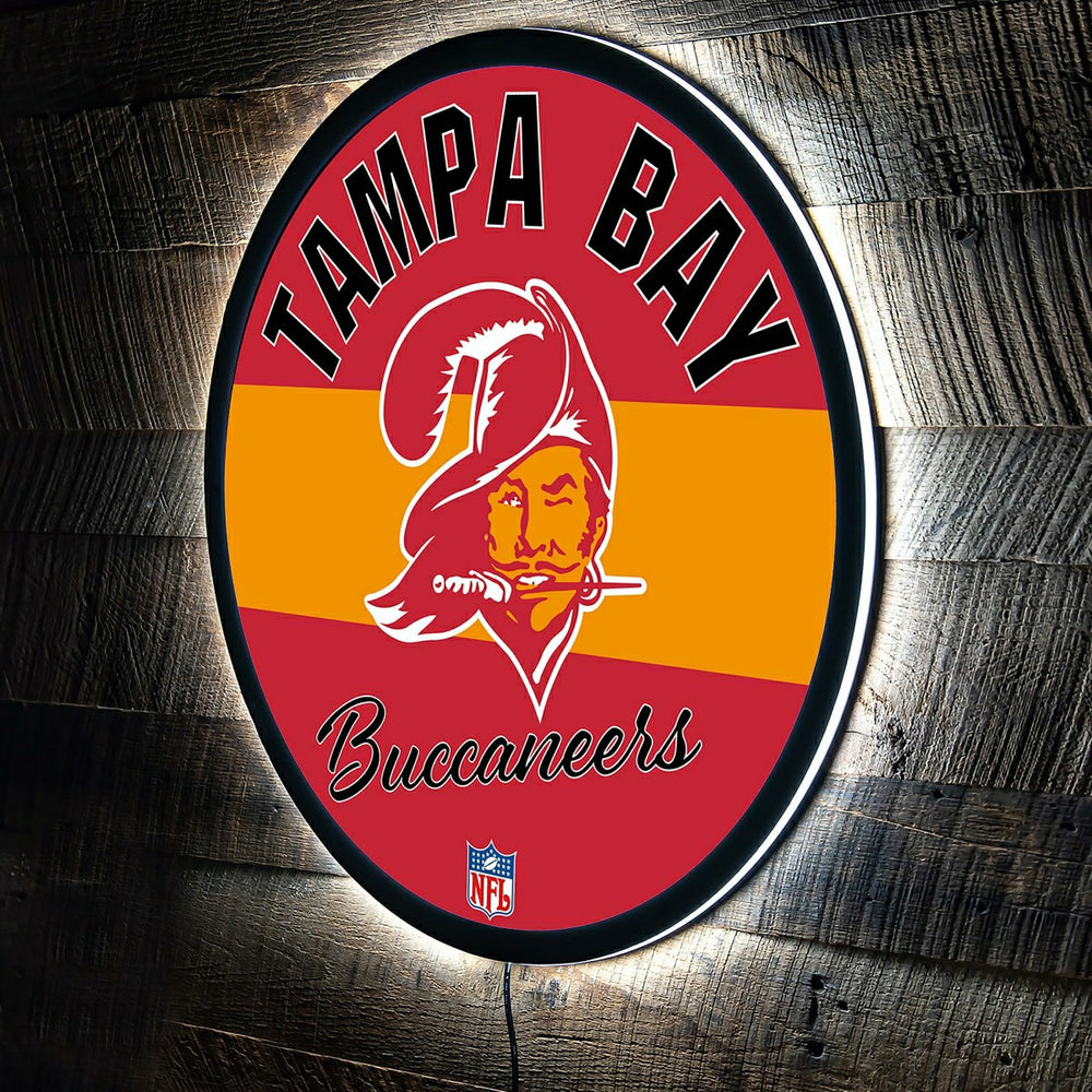 Tampa Bay Buccaneers NFL Football Large Round Vintage Edgelite LED Dec - NFL Home