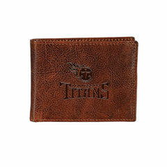 Tennessee Titans, Embossed 100% Genuine Tumbled Leather Passcase Bi-Fo - NFL Home