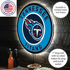 LED Wall Decor, Round, Tennessee Titans - NFL Home