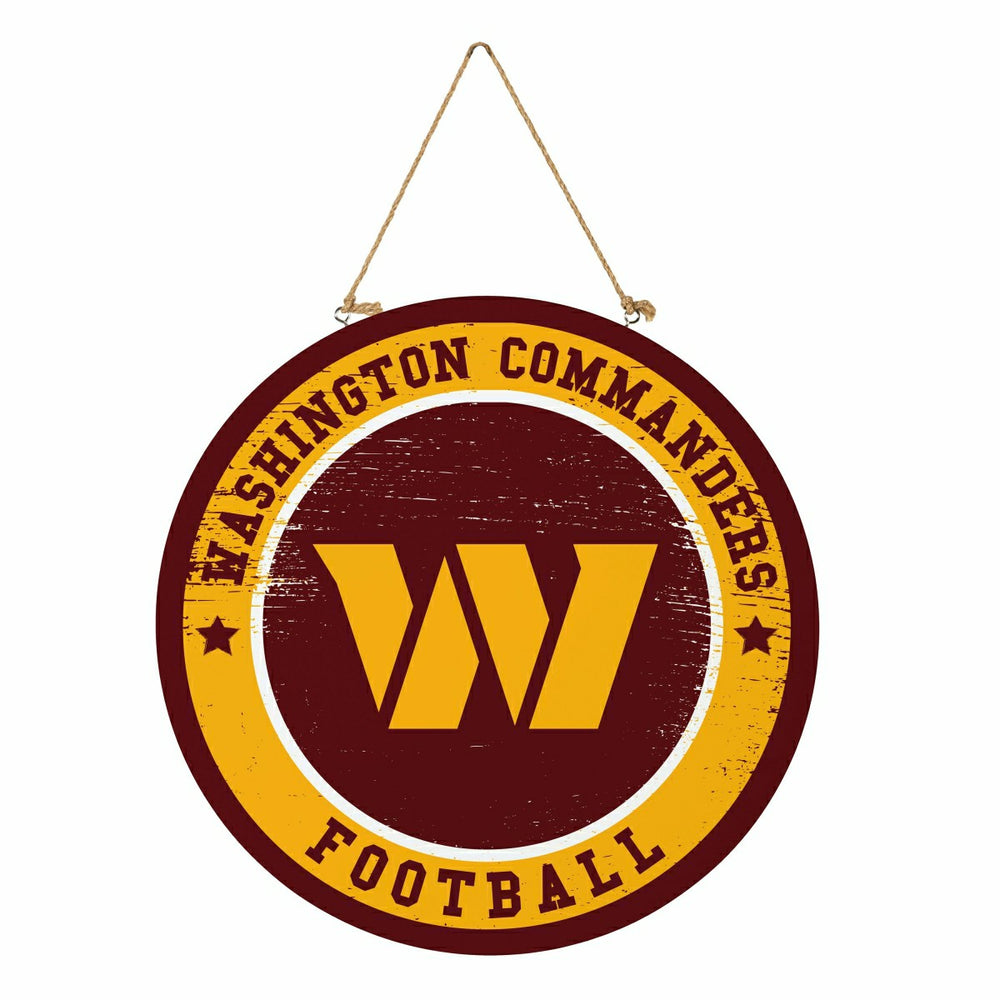 Washington Commanders Round Door Décor with Hanging Rope, 18x18 - NFL Home