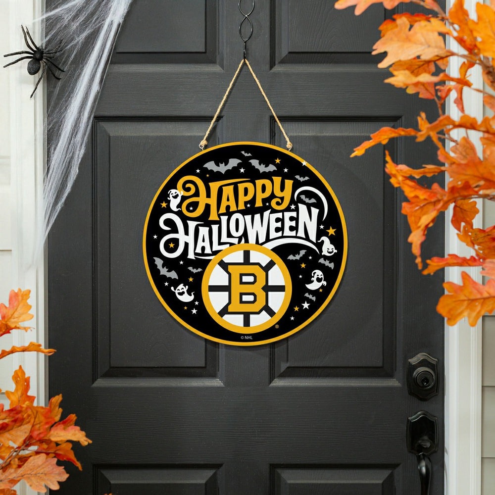 Boston Bruins Halloween Round Door Décor with Hanging Rope, 18x18 - NHL Home