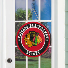 Chicago Blackhawks Round Door Décor with Hanging Rope, 18x18 - NHL Home