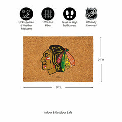 Chicago Blackhawks Large Full Color Coir Mat, 36"x24" - NHL