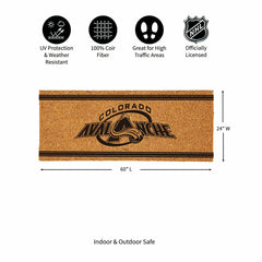 Colorado Avalanche Extra Large One Color Coir Mat, 60"x24" - NHL