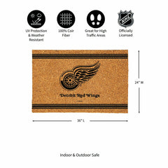 Detroit Red Wings Large One Color Coir Mat, 36"x24" - NHL