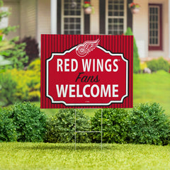 Detroit Red Wings Coroplast Yard Sign, "Fans Welcome" - NHL Home