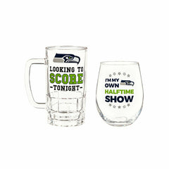 Seattle Seahawks, Stemless 17OZ Wine & Beer 16 OZ Gift Set - Home NFL