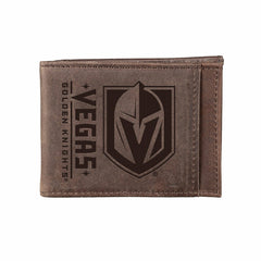 Front Pocket Wallet w/ RFID Blocking, Vegas Golden Knights, Brown - NHL Home