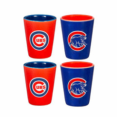 Chicago Cubs 4-Piece Ceramic 2oz. Shot Glass Set - Home MLB