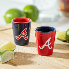 Atlanta Braves 4-Piece Ceramic 2oz. Shot Glass Set - Home MLB