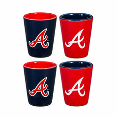 Atlanta Braves 4-Piece Ceramic 2oz. Shot Glass Set - Home MLB