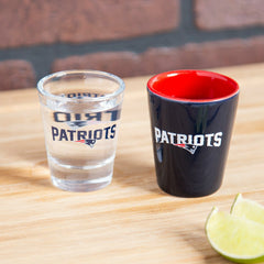 New England Patriots 4-Piece Ceramic and Glass 2oz. Shot Glass Set - Home NFL