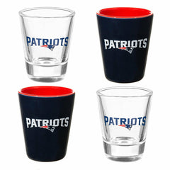 New England Patriots 4-Piece Ceramic and Glass 2oz. Shot Glass Set - Home NFL