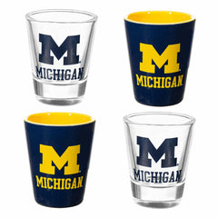 University Of Michigan 4-Piece Ceramic and Glass 2oz. Shot Glass Set - Home Collegiate