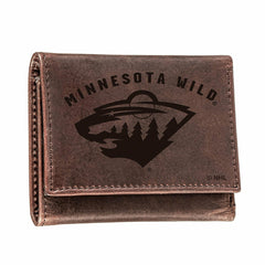 Minnesota Wild, Bi-Fold Wallet, Brown, CH, 100% Genuine Leather - NHL Home