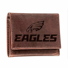 Philadelphia Eagles, Tri-Fold Wallet, Brown, CH, 100% Genuine Leather - Home NFL